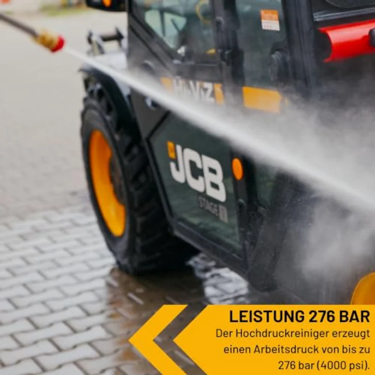JCB Benzin-Hochdruckreiniger PW15040PP24, 15 PS, 276 bar, 15 l/min, 15 m Schlauch, 5 Düsen – Bild 4