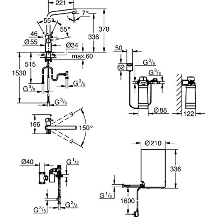 Grohe Red Duo L-Auslauf Küchenarmatur, Hochdruck mit Kochwasserboiler M, chrom – Bild 2