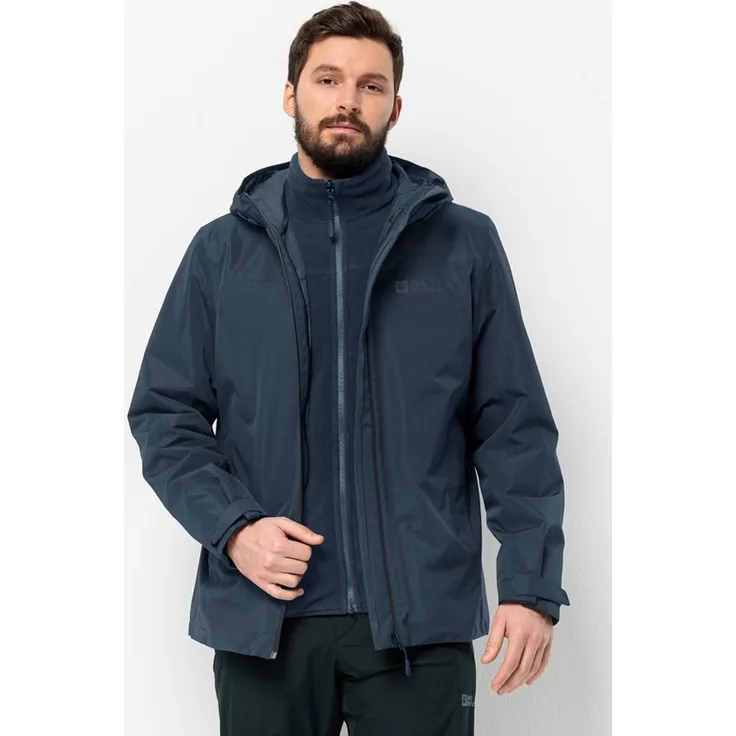 "Jack Wolfskin 3-in-1-Funktionsjacke TAUBENBERG 3IN1 JKT M, wasserdicht, winddicht, atmungsaktiv - blau"