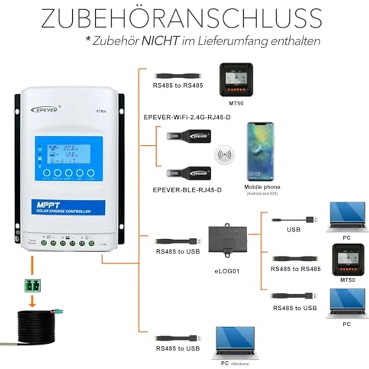 EPEVER MPPT XTRA-N XTRA1210N SolarLaderegler Laderegler 10A, 12/24VDC, PV 100V, XDS2 Display, verbessertes Design, 20-30% mehr Leistung, Lithiumbatterieeinstellung über LCD, IP30-Schutz – Bild 2
