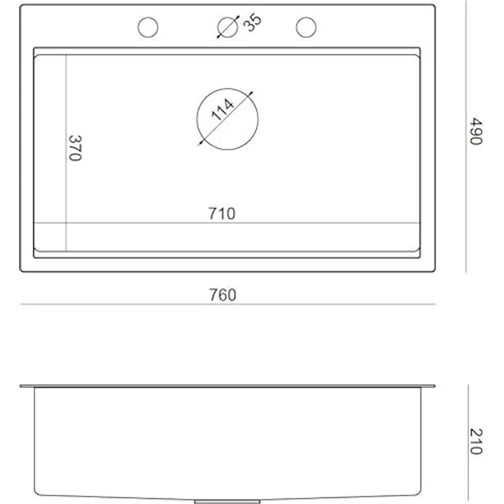 QUADRON BURT 110, 1-Becken Küchenspüle aus Glas & gebürstetem Edelstahl, Größe 76 x 49 x 21 cm mit Siphon – Bild 3