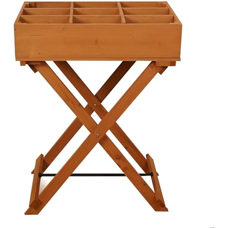 Haushalt International Hochbeet aus Holz, 58 x 38 x 75 cm, ideal für Kräuteranbau, natur