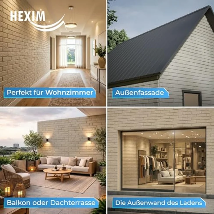 HEXIM Fassadenpaneele FP204, 121x50cm EPS Styropor mit Acrylbeschichtung in Steinoptik Weiß, 3D Fassadenverkleidung für Innen- & Außenbereich, UV-beständig, 0,61m² – Bild 5