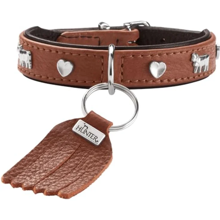 HUNTER Halsband München Mini Farbe Cognac/schwarz, Größe 27 - Premiumleder, Trachten-Look, Made in Germany – Bild 1
