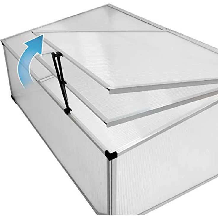 ECD Germany Alu Frühbeet Gewächshaus mit Zweiteiliges Dach, 100x60x40 cm, 0,6m² Fläche, aus transparentem Polycarbonat, witterungsbeständig, Treibhaus Frühbeetkasten Tomatenhaus Pflanzenhaus – Bild 4