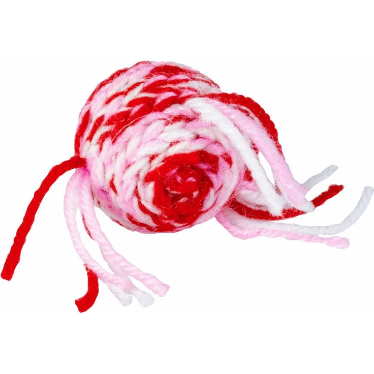 DUVO+ Wooly Ball Katzenspielzeug mit Sound, 5 cm Durchmesser, rot/weiß