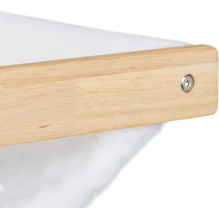 relaxdays Katzen-Hängematte Wand, Polyester, mit weicher Liegefläche aus Teddyplüsch, tragbar bis 10 kg, Weiß/Natur – Bild 6