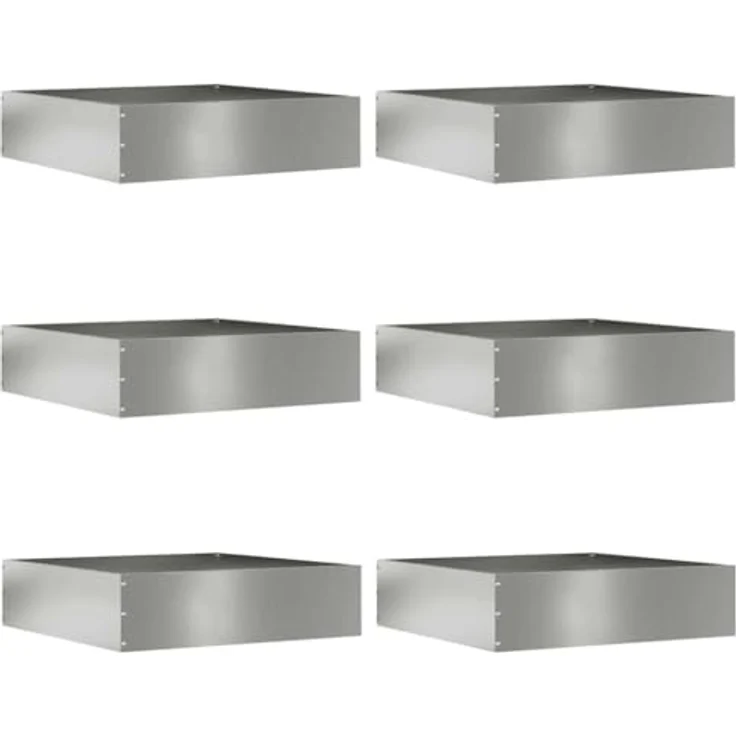 vidaXL Raseneinfassung 6er Set, verzinkter Stahl, moderne Metallkante, 50 x 50 x 13 cm, silber, langlebige Rasenbarriere für Garten und Terrasse – Bild 1