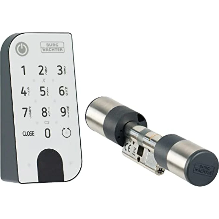 BURG-WÄCHTER Elektronisches Türschloss, Zylinder und Keypad, Öffnung mit App, Pincode oder Funkschlüssel, ENTRYeasy 7601 PIN, Schwarz/Edelstahl – Bild 1
