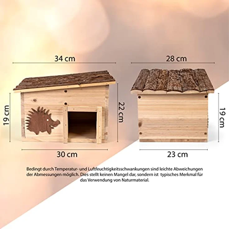 CULT at home Igelhaus Bausatz mit Boden aus Holz Höhe 22 cm - Igelhotel mit Labyrintheingang – Igelfutter Haus Igelhütte - Igel Schlafhaus Deko Garten – Bild 2