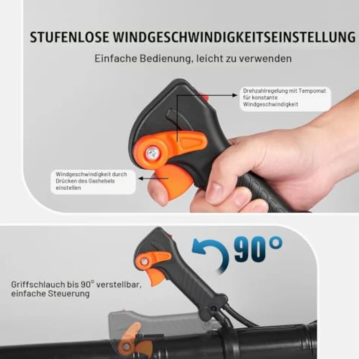 VEVOR Rucksack-Laubbläser, 52 CC 2-Takt-Benzin, 1,37 l Kraftstofftank, 480 CFM, 175 MPH, ideal für Rasenpflege und Laubreinigung – Bild 4