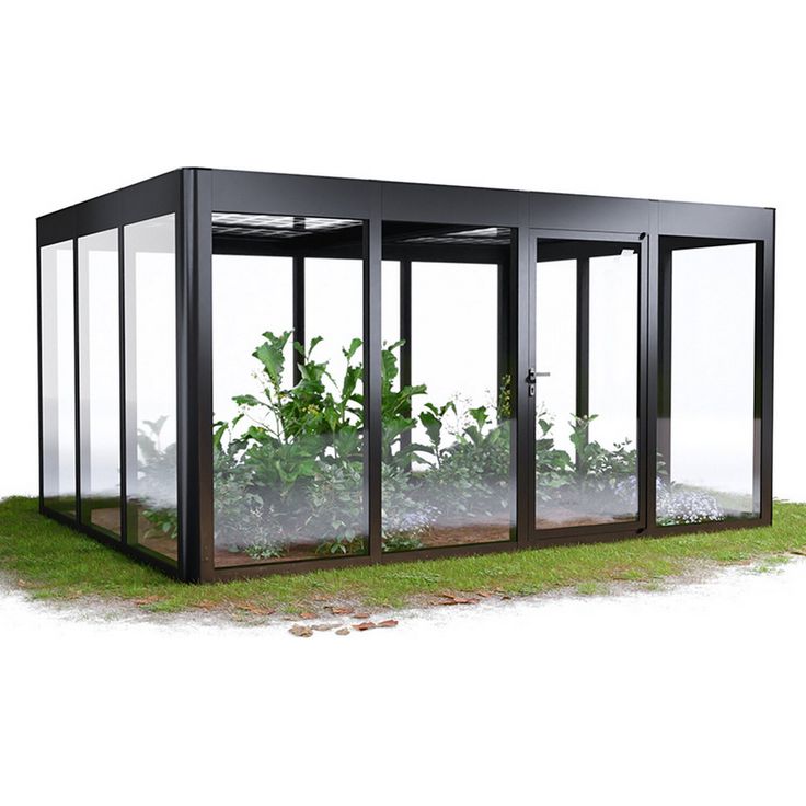 SunElements Gewächshaus 'SunGarden Energy 3.4' 443 x 338 cm mit 6 mm Acrylglas Solardach anthrazit-metallic