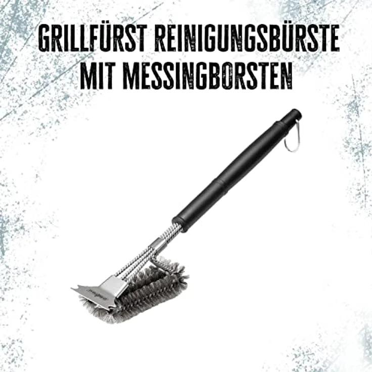 Grillfürst Premium Grillbürste mit Edelstahl Borsten, 45 cm - Grill Reinigungsbürste für Grillrost, Grillrost Bürste mit langem 3-Fach Bürstenkopf und Schaber - Preisvergleich – Bild 2