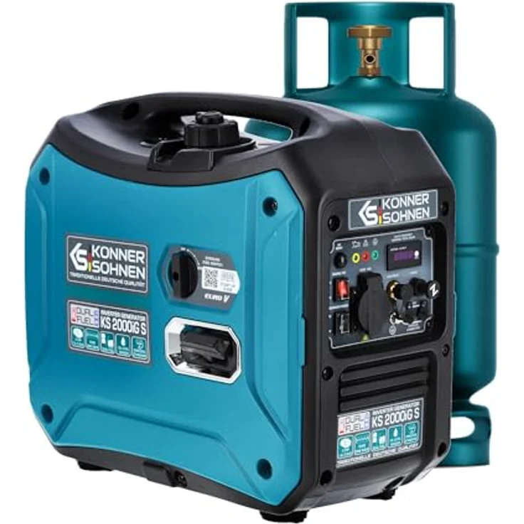 Könner & Söhnen KS 2000iGS Gas Benzin Stromaggregat 2000 Watt, leiser Betrieb, kompakte Bauweise, Notstrom – Bild 1