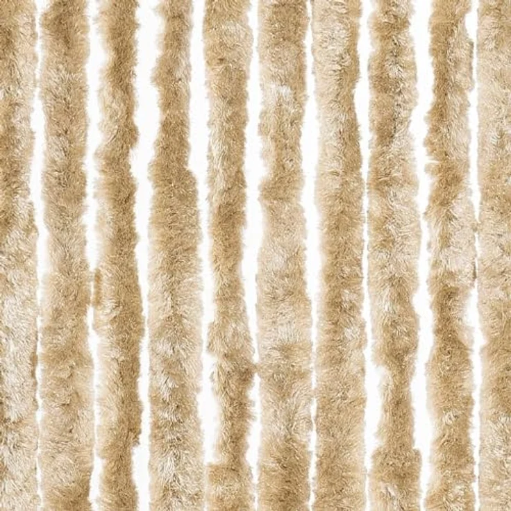 vidaXL Fliegenvorhang, Insektenschutz für Haus Mobilheim Wohnwagen, Türvorhang mit Haken, Fadenvorhang Insektenvorhang, Beige Chenille – Bild 5