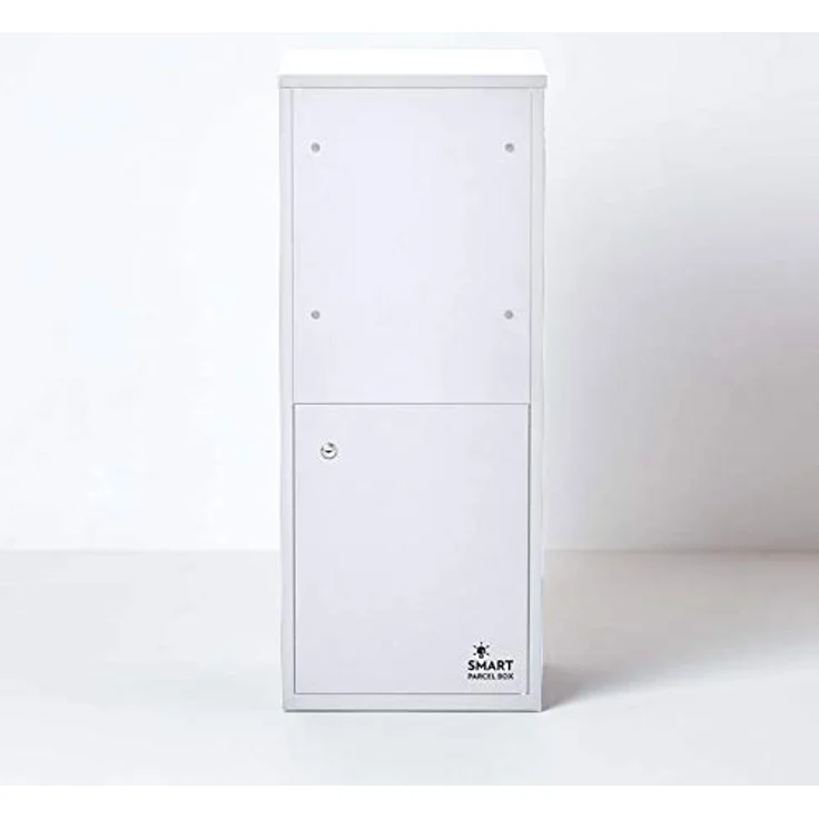 Smart Parcel Box L weiß 42x39x103 cm, Paketbriefkasten mit Rückholsperre, für Zuhause und Unternehmen, Entnahme vorne & hinten – Bild 5
