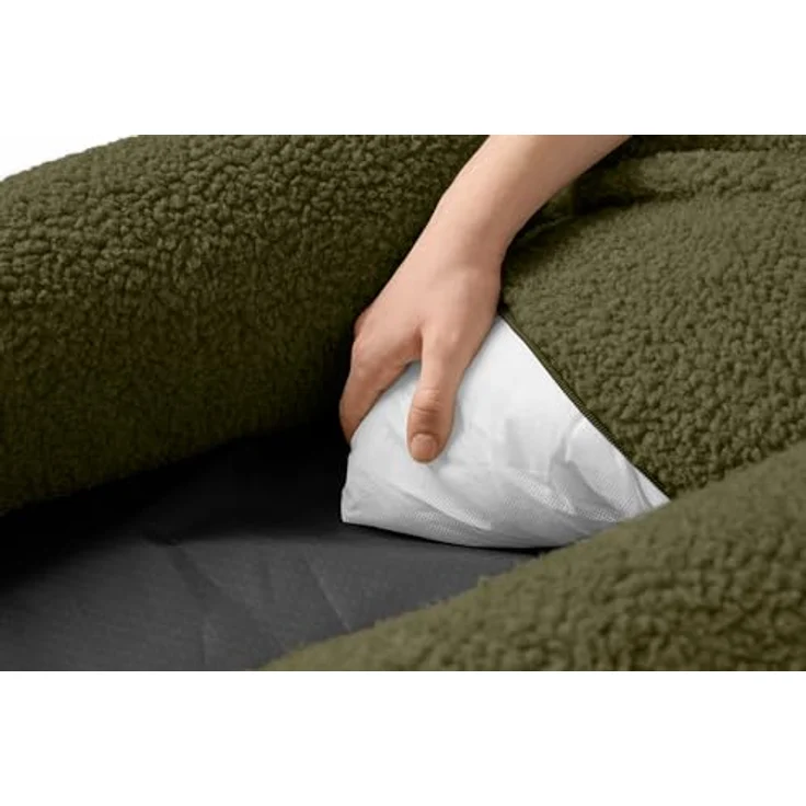 HUNTER Hundesofa KUMARA, Khaki, kuschelig weicher Teddyplüsch, rutschhemmende Unterseite, wendbares Innenkissen, großzügige Füllung, maschinenwaschbarer Bezug, Größe: 100 x 70 cm – Bild 4