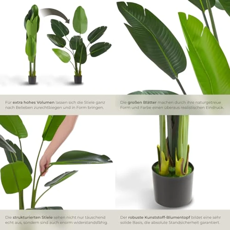 tectake Künstliche Paradiesvogelbaum Tropic, Höhe 120,00 cm, naturgetreue Optik, pflegeleicht – Bild 5