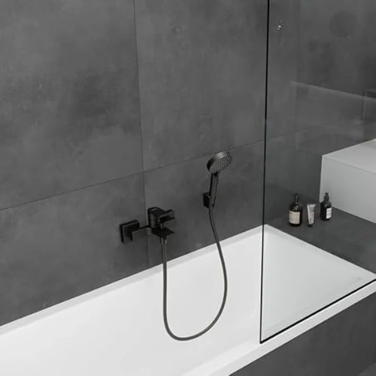 hansgrohe Wannenarmatur Vernis Shape, Aufputz Einhebelmischer für 2 Funktionen, Mattschwarz, Durchflussmenge bis 22,5 l/min – Bild 2