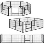 Juskys Welpenauslauf 160 x 160 x 60 cm – Welpenlaufstall 8-teilig aus Metall – Freigehege mit Tür – Welpengitter für Hunde, Hasen & Kleintiere