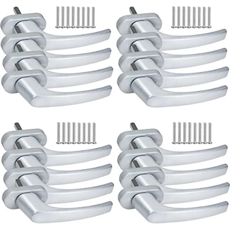 16 x Alu Fenstergriff in Silber F1 - Stiftlänge 45mm