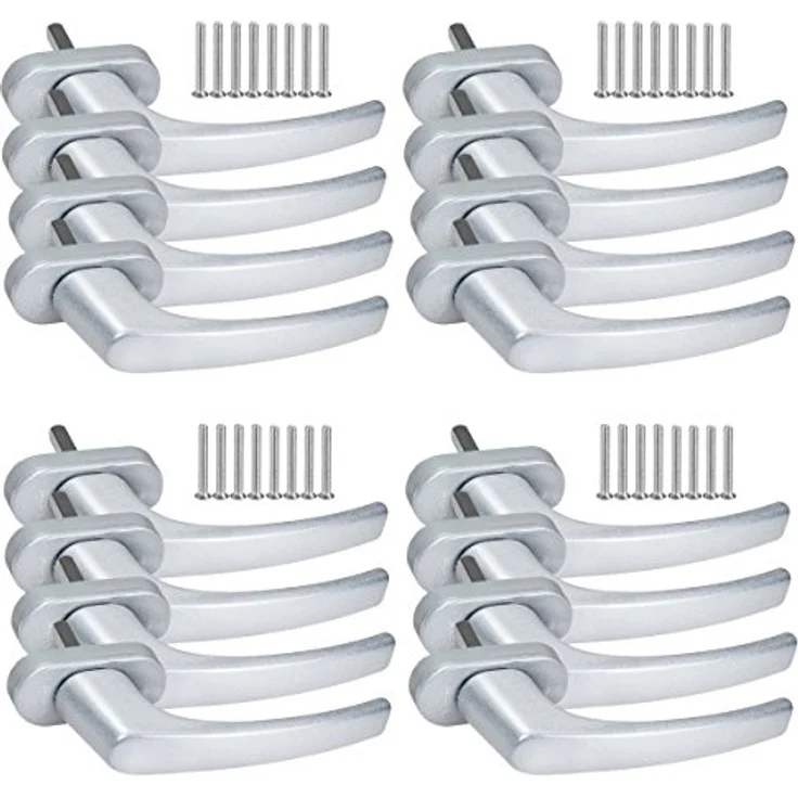 16 x Alu Fenstergriff in Silber F1 - Stiftlänge 45mm – Bild 1