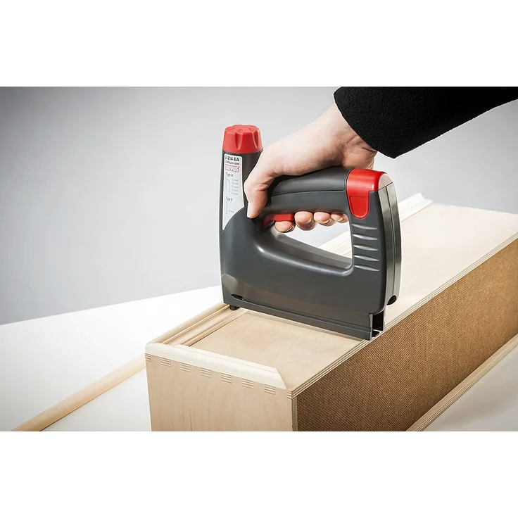 Novus Akku-Tacker J-214 im Koffer, Elektrotacker, 3.6 V Akku, LED-Arbeits-Licht, Schlagkraftregelung, Unterlademechanik – Bild 2