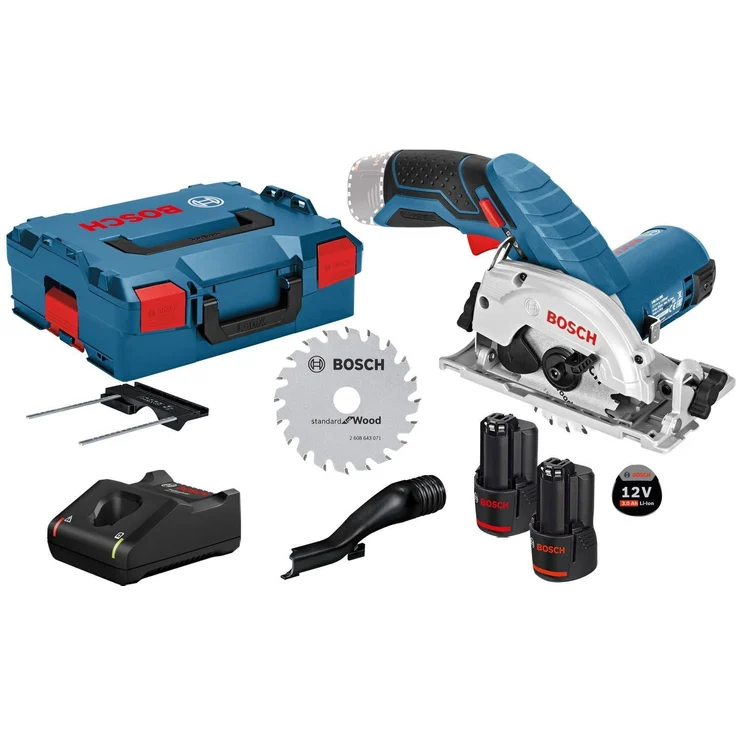 Bosch Professional 12V System Akku Kreissäge GKS 12V-26 (Sägeblatt-D: 85 mm, 2x 3.0Ah Akkus und Ladegerät, in L-BOXX) – Bild 1
