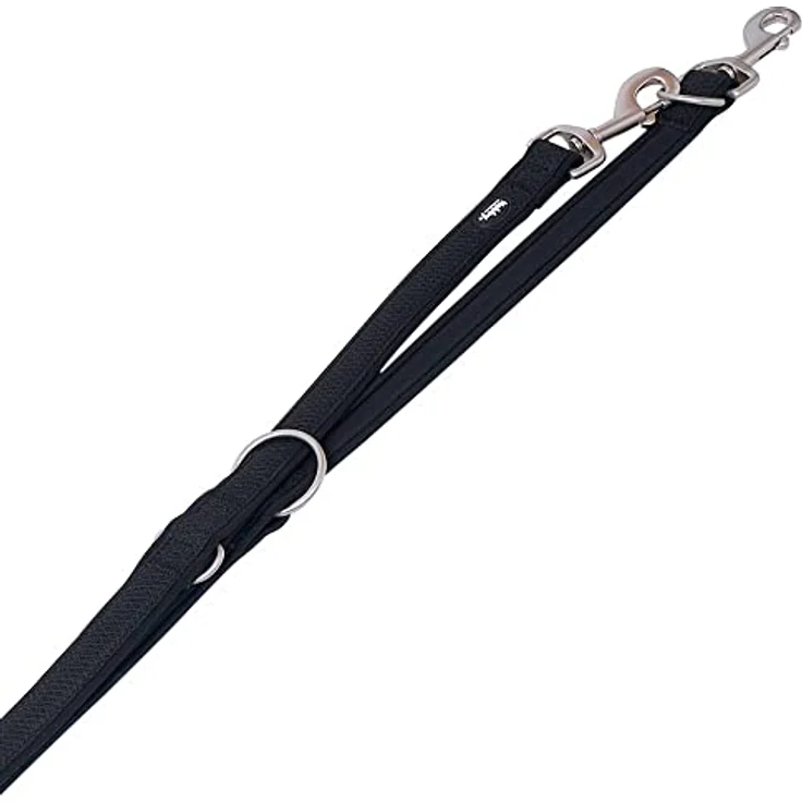 Nobby Führleine Mesh Preno, schwarz, 200 cm, Neoprenfutter, Metallteile matt silber, 25/35 mm – Bild 1