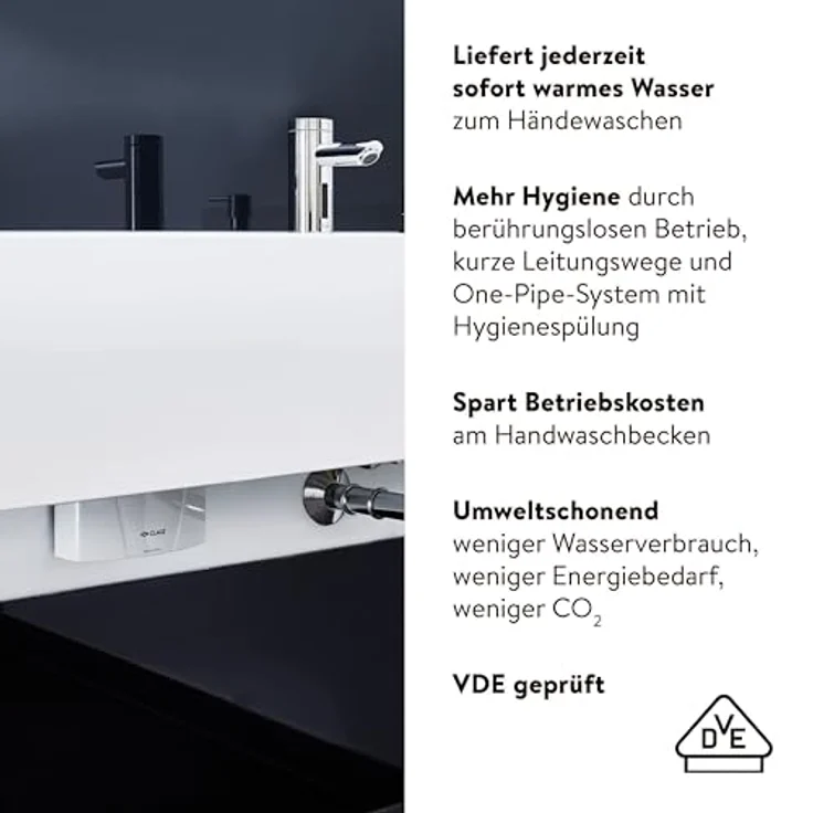 CLAGE MBX3 Lumino, elektronischer Klein-Durchlauferhitzer mit Sensorarmatur, 3,5kW, VDE-GS geprüft, druckfest, für hygienisches Händewaschen – Bild 5