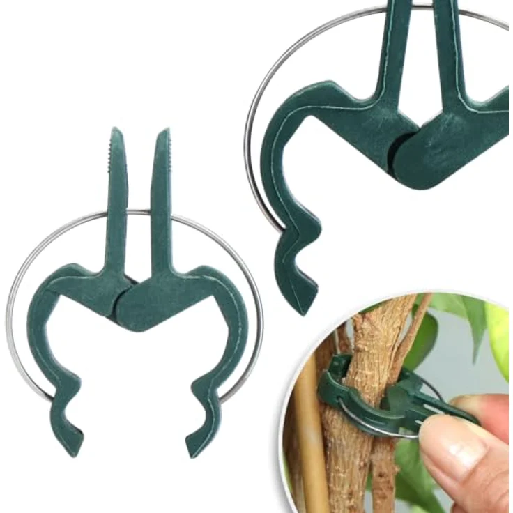 com-four® 150-teiliges Pflanzenklemmen-Set, grün, witterungsbeständige Pflanzenbinder und Rosenklammern mit Easy-Klick-Schnellverschluss – Bild 5