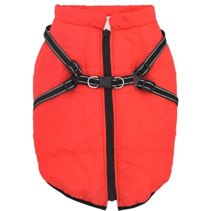 vidaXL Hundemantel mit Geschirr Wasserdicht Reflektierend Rot 3XL – Bild 4