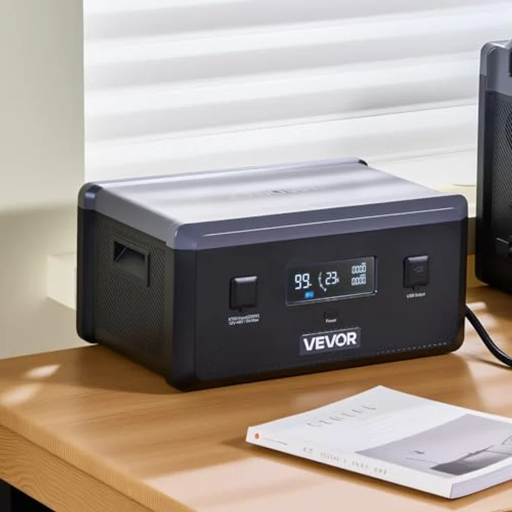 VEVOR Zusatzakku Q2400BP, 2160 Wh LiFePO4-Erweiterungsakku mit 3 Anschlüssen für tragbare Powerstation, Schwarz & Grau, ideal für Zuhause, Camping und Notfälle – Bild 8