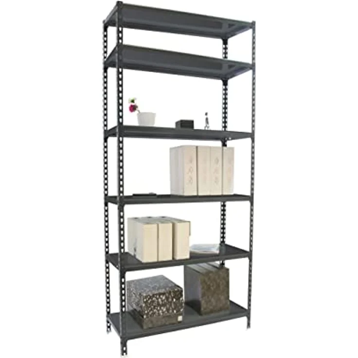 Simonrack Simonclick Plus Metallregal, 250 x 90 x 40 cm, 6 Böden, Traglast 180 kg pro Boden, Stecksystem, Anthrazit – Bild 2