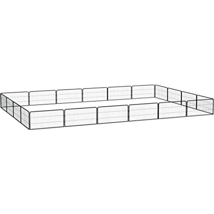 vidaXL Robuster schwarzer pulverbeschichteter Stahl-Laufstall – 599,9 x 400,1 x 50 cm, perfekt für professionelle Trainer und Hundeliebhaber, verstellbares Spielparadies mit 20 Paneelen