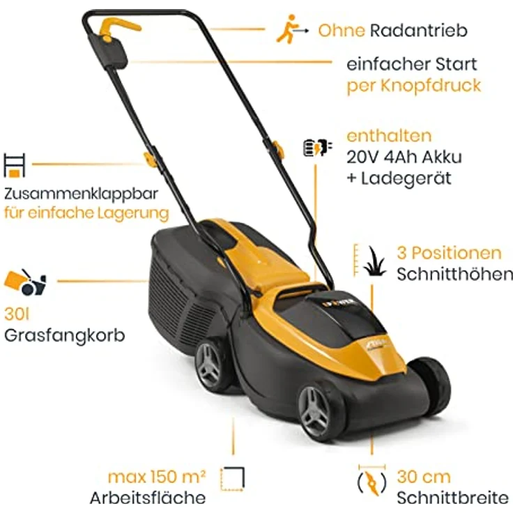 Stiga Akku-Rasenmäher Collector 132 AE (20 V, 1 Akku, 4 Ah, Schnittbreite: 30 cm) – Bild 2