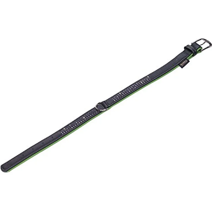 Nobby Halsband PACIFIC DELUXE, dreireihig, aus geschmeidigem Rindsleder, grün, L: 52cm (41-49cm), B: 25/28mm, 1 Stück – Bild 1