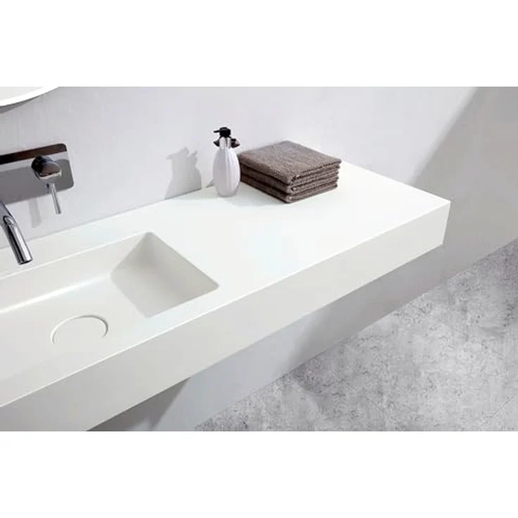 BERNSTEIN Wandwaschbecken BA8012 aus Mineralguss 121 x 45 x 12 cm Weiß matt - mit optionaler Metallkonsole – Bild 3