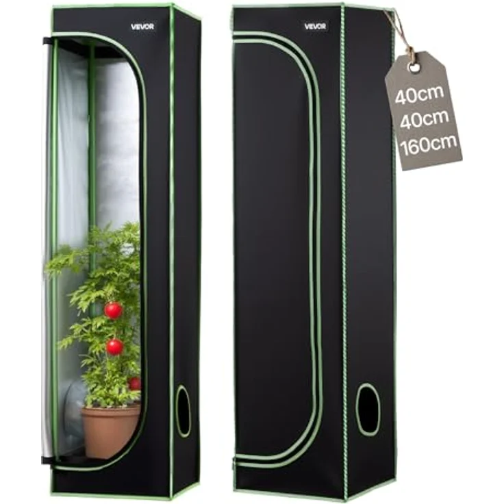 VEVOR Growzelt 40x40x160 cm, Indoor-Pflanzenzelt mit 600D hochreflektierendem Mylar, Beobachtungsfenster, Bodenwanne & Reißverschluss, für Obst, Blumen & Gemüse – Bild 1