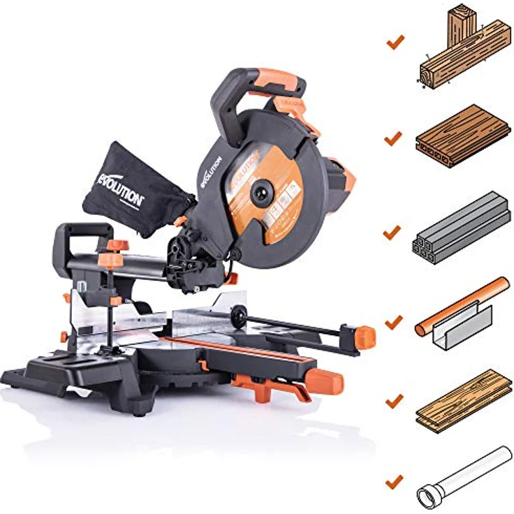 Evolution Power Tools - R255SMS+ Mehrzweck-Gleit-Gehrungssäge mit Plus Pack, 255 mm (230V) – Bild 2