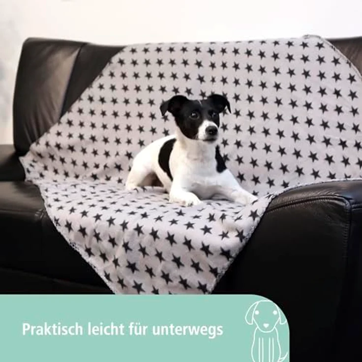 Kerbl Hundedecke Stella, leichte Fleece-Decke mit Sternenmotiv, L x B 140 x 100 cm, ideal für Hunde und Katzen – Bild 5