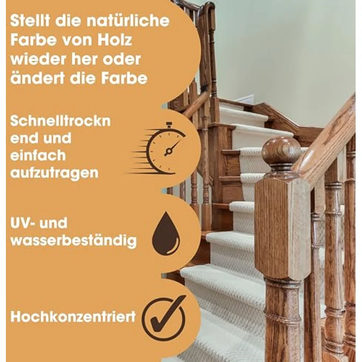 Furniture Clinic Holzbeize und Möbel-Lasur, Eiche Natur, ungiftig, hochkonzentriert, schnelltrocknend, für alle Holzarten, 500 ml – Bild 2