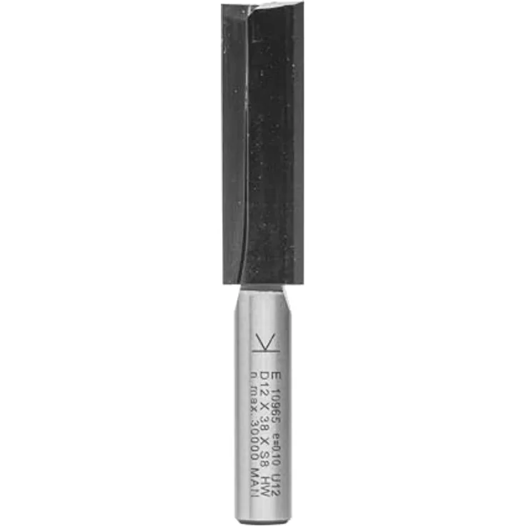 ENT 10965 Nutfräser HW, Schaft 8 mm, Durchmesser 12 mm, Nutzlänge 38 mm, für Harthölzer und Holzwerkstoffe