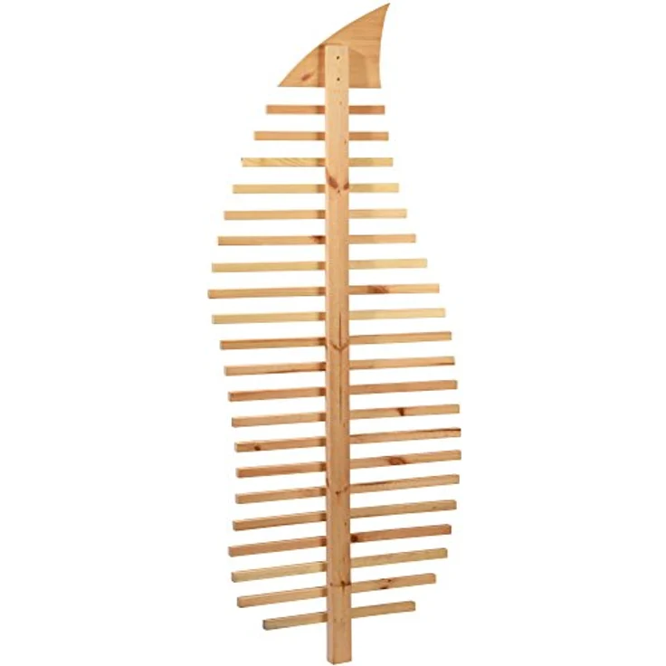dobar Rankhilfe "Fraxinus-Blatt", großes Design-Rankgerüst aus naturfarbenem Kiefernholz, 76x6,5x186 cm, Metall-Erdspieß 7x7x75 cm – Bild 4