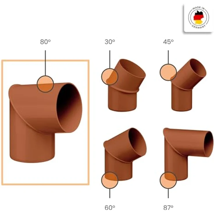 INEFA Rohrbogen 80° PVC DN 75 für Braun Fallrohr, langlebig und UV-beständig, Made in Germany – Bild 3