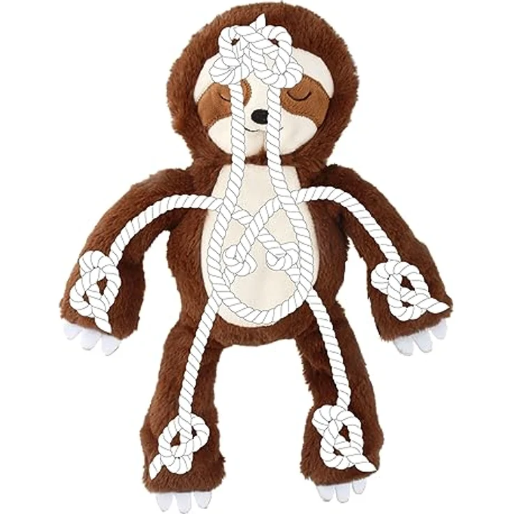 Nobby Plüschfaultier mit Seil innen, 34 cm, hochwertiges Material für Tierspielzeuge – Bild 2