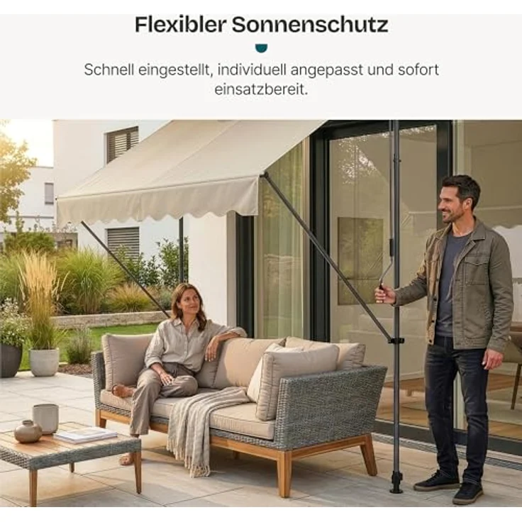 Klemmmarkise 150x120x200-300cm Markise Balkonmarkise -ohne Bohren- Protec – Bild 6