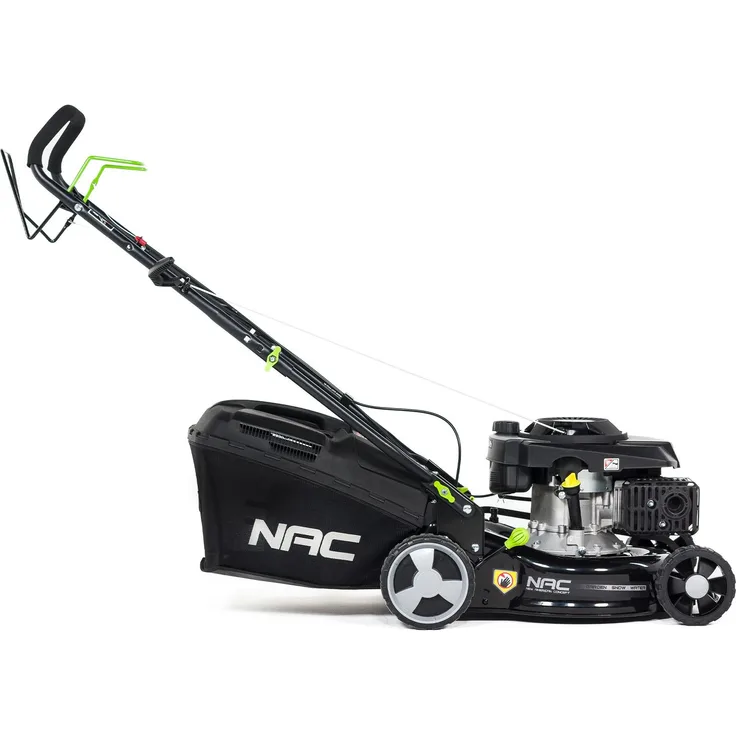 NAC LS42-146-HS-NG, Benzin Rasenmäher mit Antrieb, 42 cm Schnittbreite, 2,6 kW Leistung, Mulchfunktion, 40-Liter-Grashalmkorb