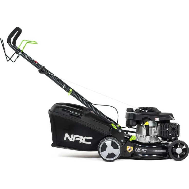 NAC LS42-146-HS-NG, Benzin Rasenmäher mit Antrieb, 42 cm Schnittbreite, 2,6 kW Leistung, Mulchfunktion, 40-Liter-Grashalmkorb