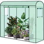 Woltu Foliengewächshaus, Winterfest, Folientunnel für Aufzucht Tomaten, mit Tür, Stabil & Haltbar, Optimales Klima für Pflanzen, Einfache Montage, Vielseitiger Helfer, Grün